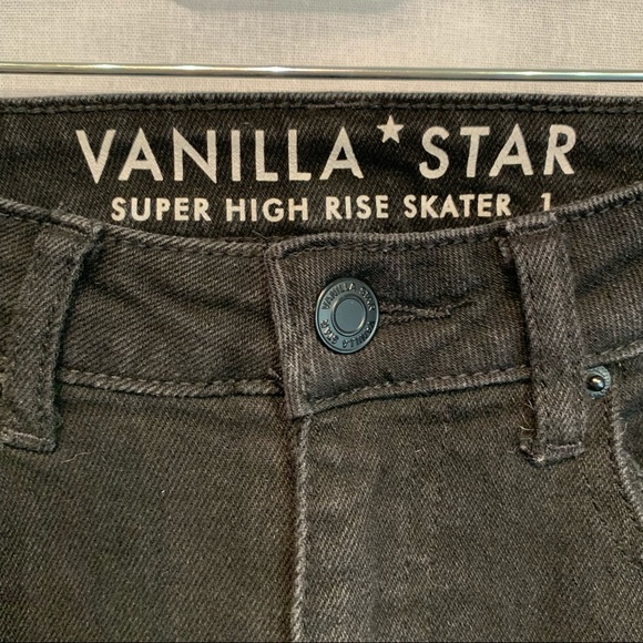 Vanilla Star Hilary Wide leg distressed Black Jeans Size 1 High Rise Flared - Picture 11 of 11